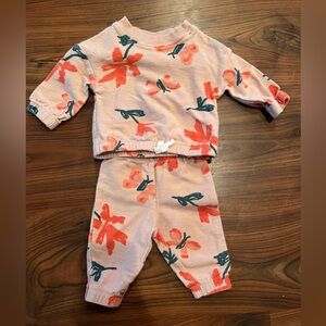 Carter's Pink and Green Pajama Set Floral Design